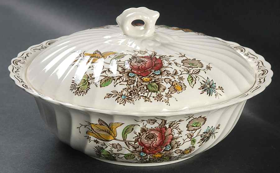 Bouquet (No Trim) Round Covered Vegetable by Myott Staffordshire-1
