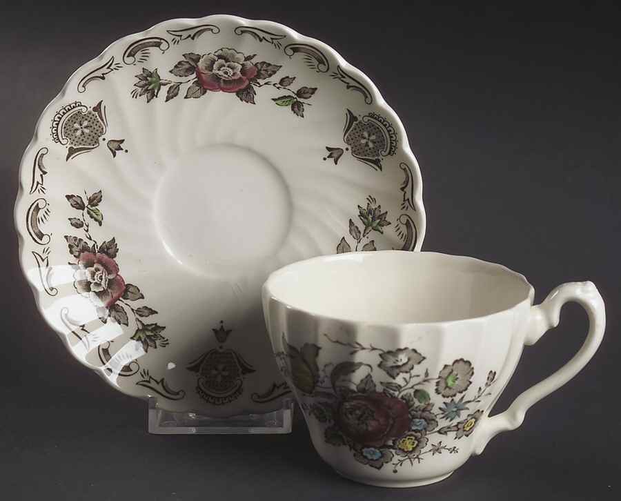 Bouquet (No Trim) Flat Cup & Saucer Set by Myott Staffordshire-1