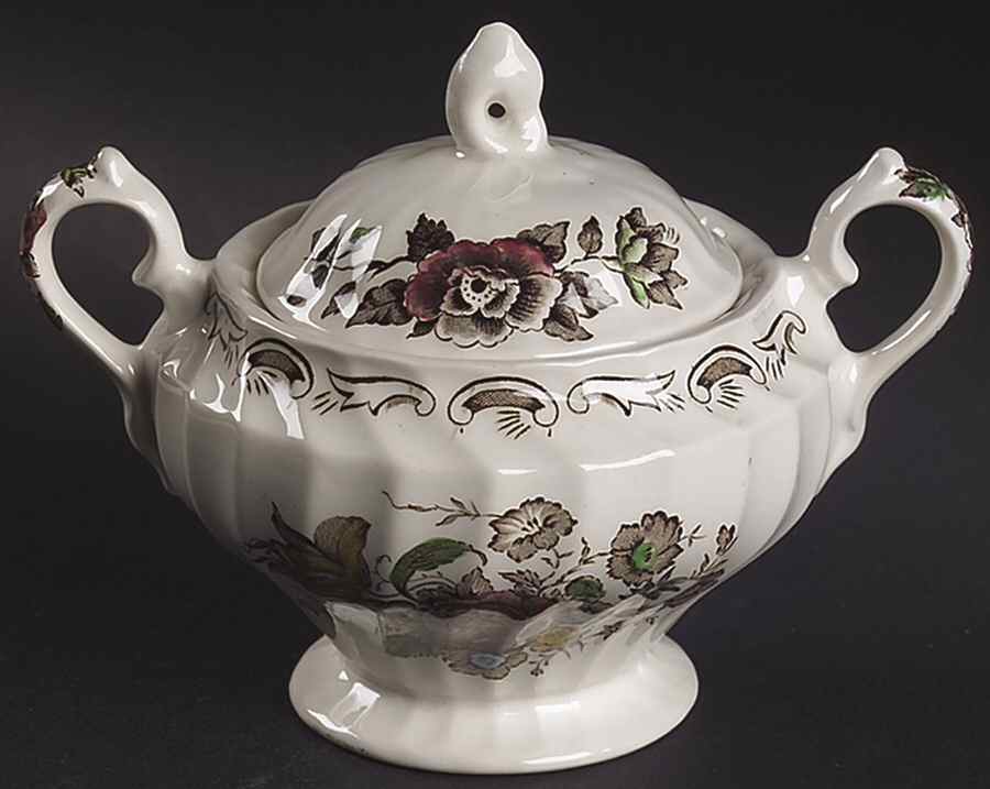 Bouquet (No Trim) Sugar Bowl & Lid by Myott Staffordshire-1
