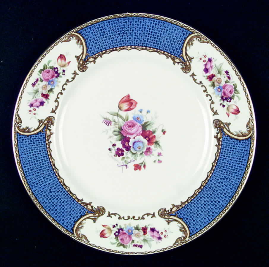 The Bouquet Blue Dinner Plate by Myott Staffordshire-1