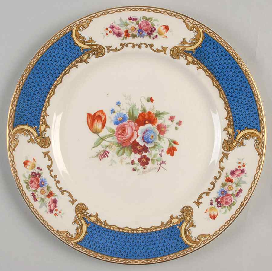 The Bouquet Blue Luncheon Plate by Myott Staffordshire-1