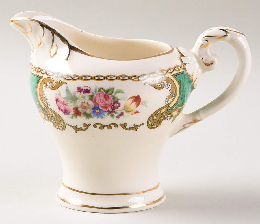 The Bouquet Green Creamer by Myott Staffordshire-1