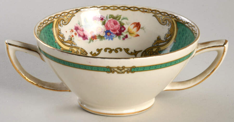 The Bouquet Green Footed Bouillon Cup by Myott Staffordshire-1