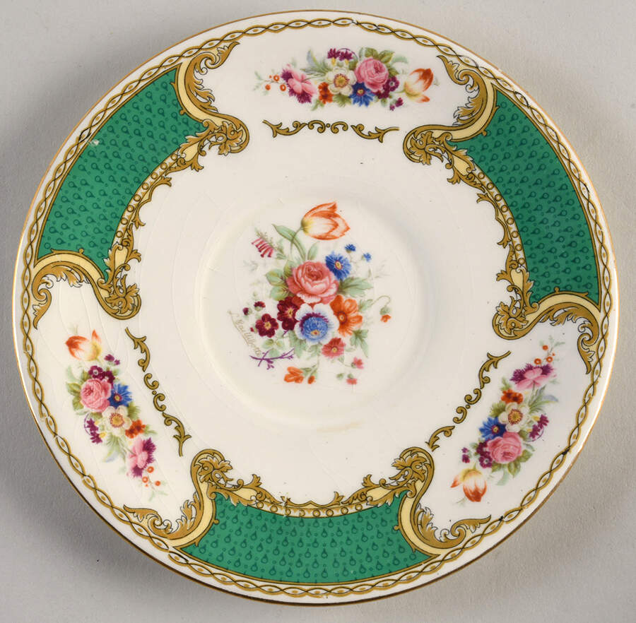 The Bouquet Green Saucer for Cream Soup Bowl by Myott Staffordshire-1