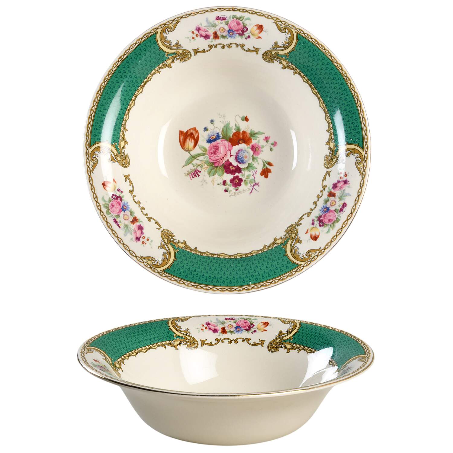 The Bouquet Green 8" Round Vegetable Bowl by Myott Staffordshire-1