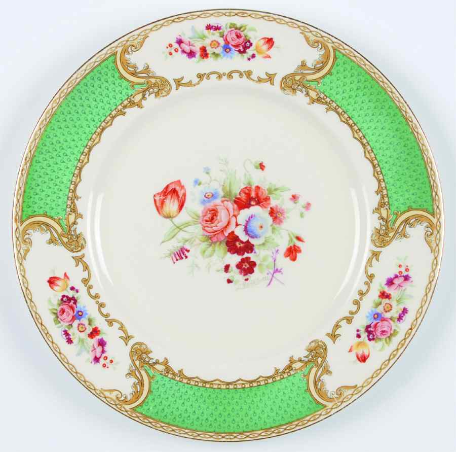 The Bouquet Green Coupe Luncheon Plate by Myott Staffordshire-1