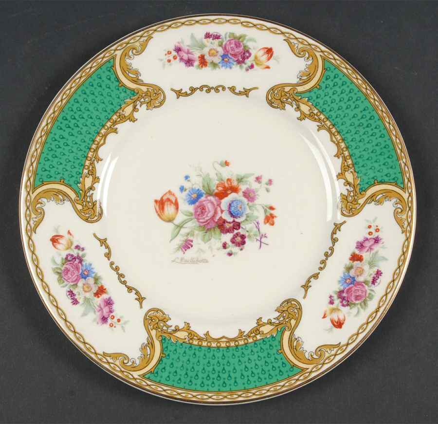 The Bouquet Green Dessert/Pie Plate by Myott Staffordshire-1