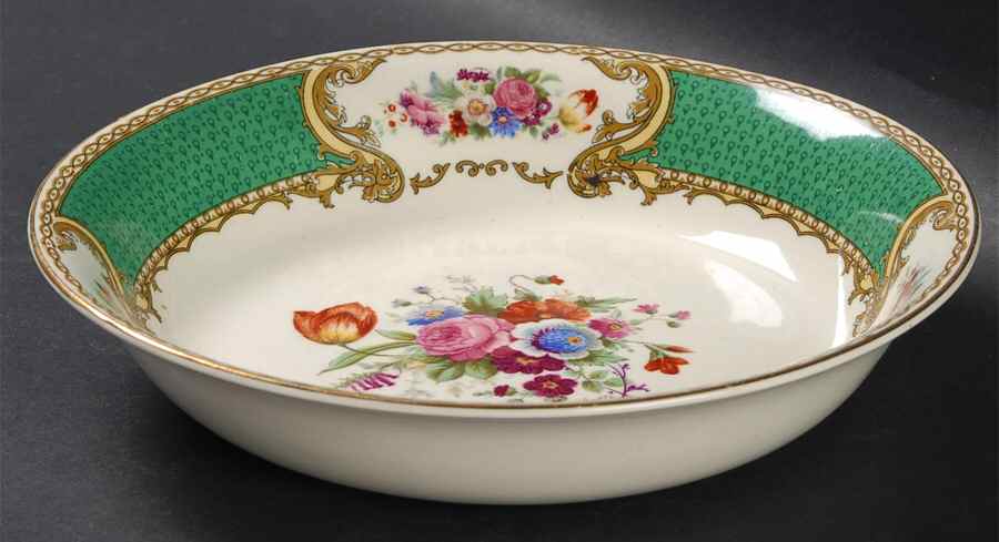 The Bouquet Green Coupe Soup Bowl by Myott Staffordshire-1