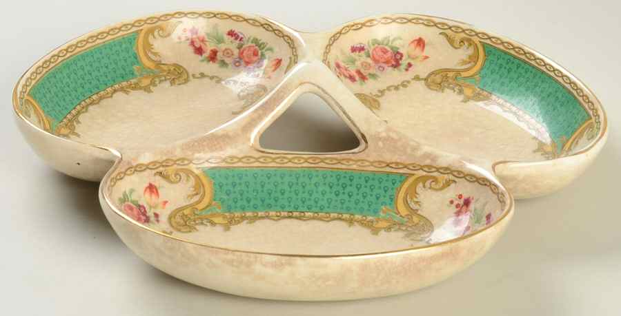 The Bouquet Green 3-Part Relish by Myott Staffordshire-1