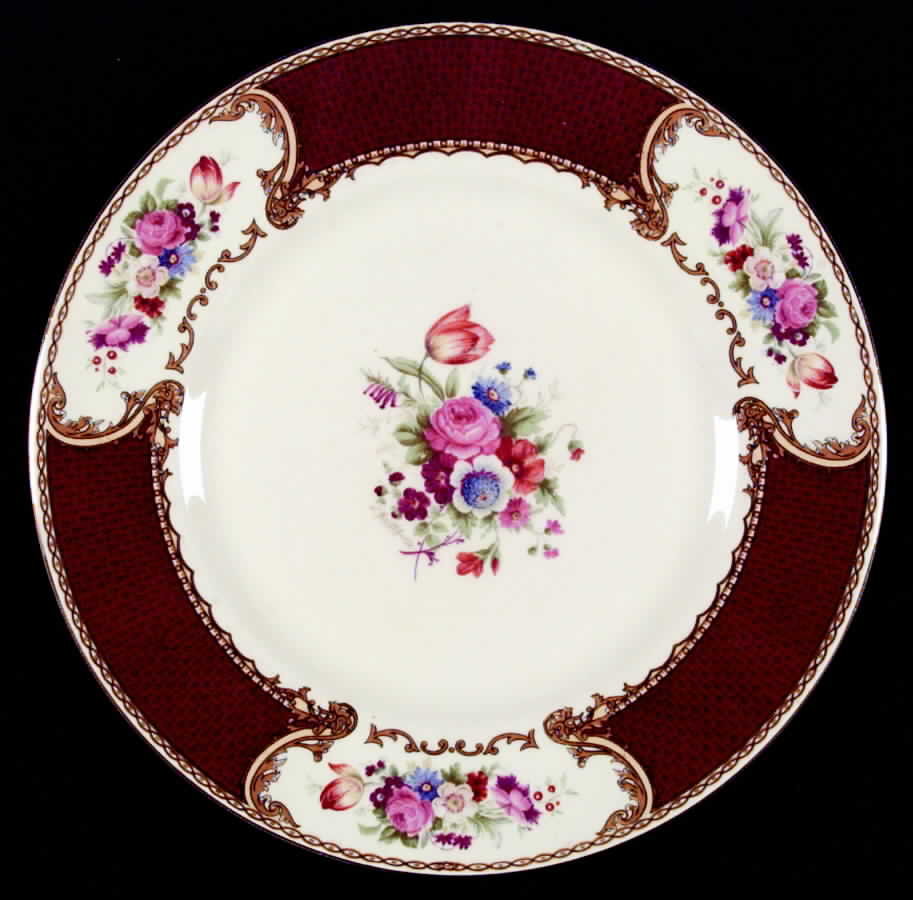 The Bouquet Maroon Dinner Plate by Myott Staffordshire-1