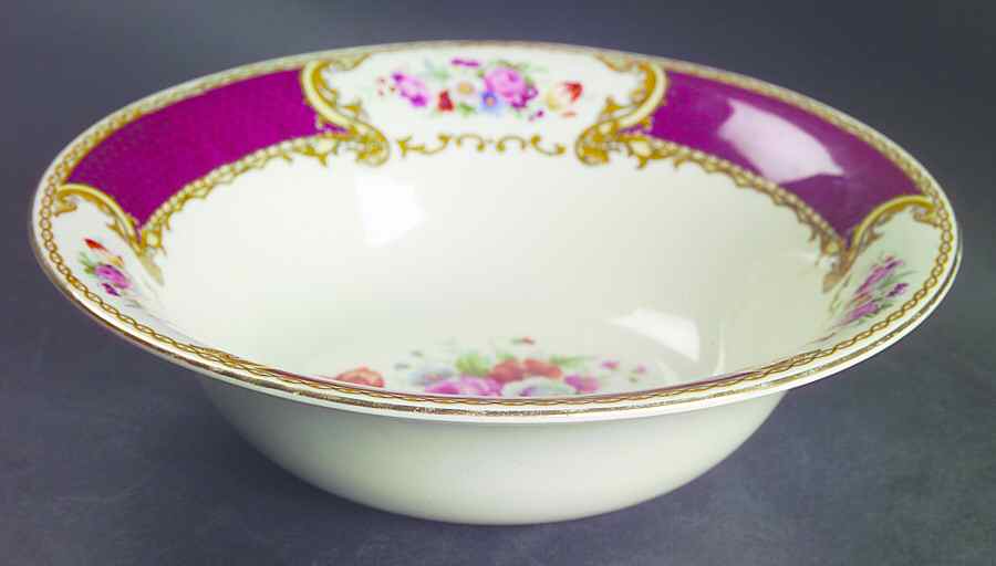 The Bouquet Maroon 8" Round Vegetable Bowl by Myott Staffordshire-1