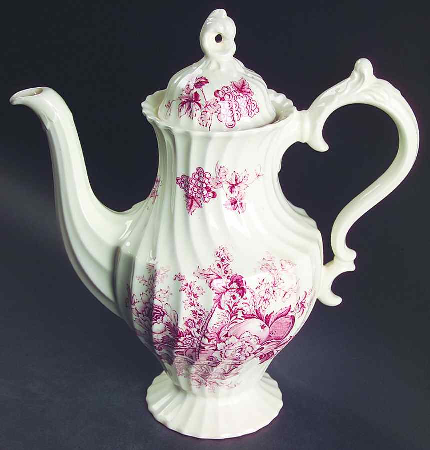 Bountiful Red Coffee Pot & Lid by Myott Staffordshire-1