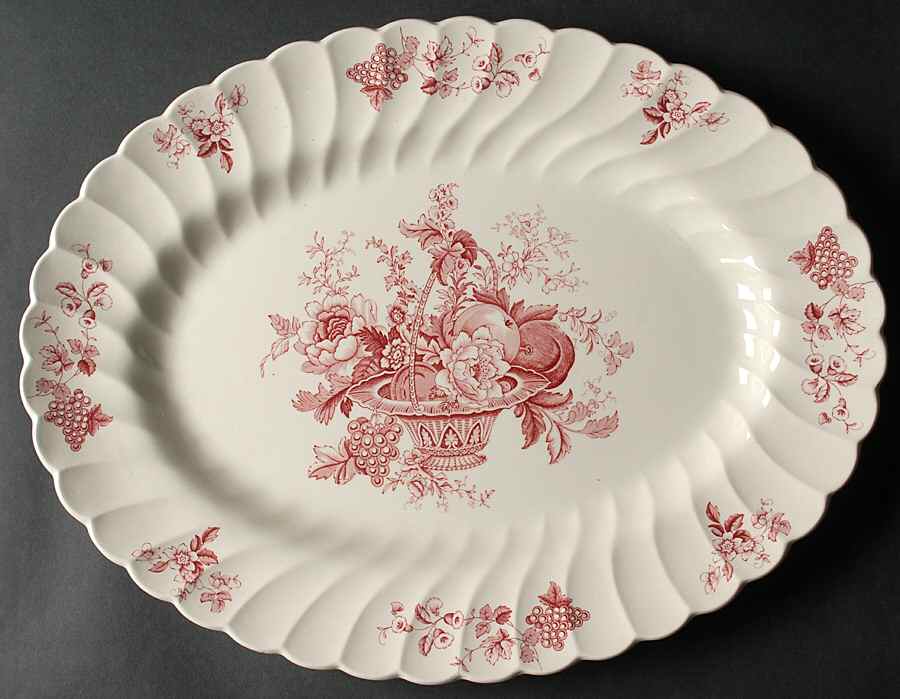Bountiful Red 16" Oval Serving Platter by Myott Staffordshire-1