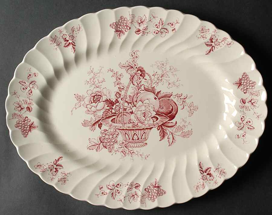 Bountiful Red 14" Oval Serving Platter by Myott Staffordshire-1