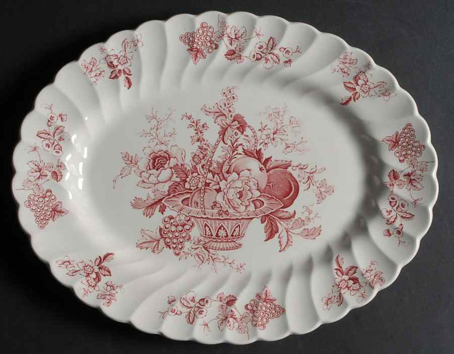 Bountiful Red 12" Oval Serving Platter by Myott Staffordshire-1