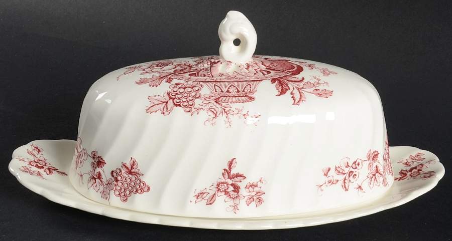 Bountiful Red 1/4 Lb Covered Butter by Myott Staffordshire-1