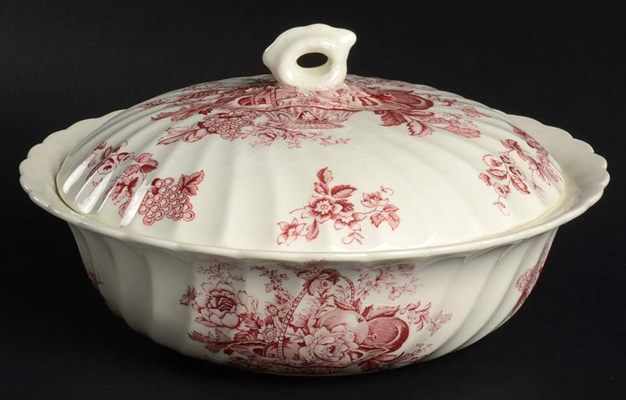Bountiful Red Round Covered Vegetable by Myott Staffordshire-1