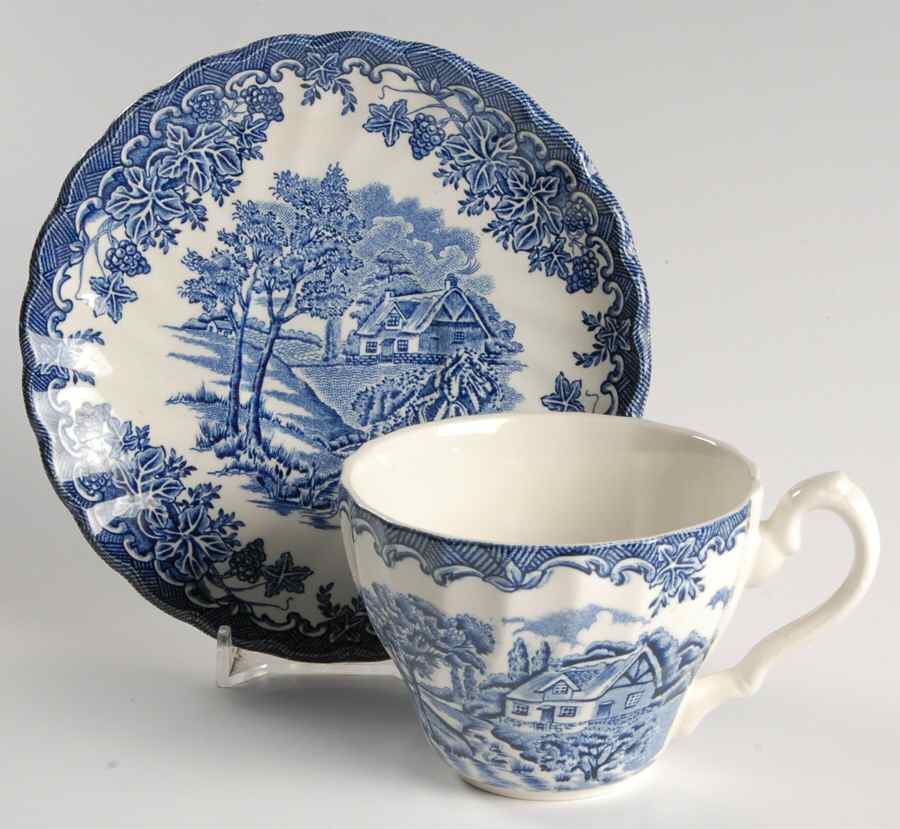 The Brook Blue Flat Cup & Saucer Set by Myott Staffordshire-1