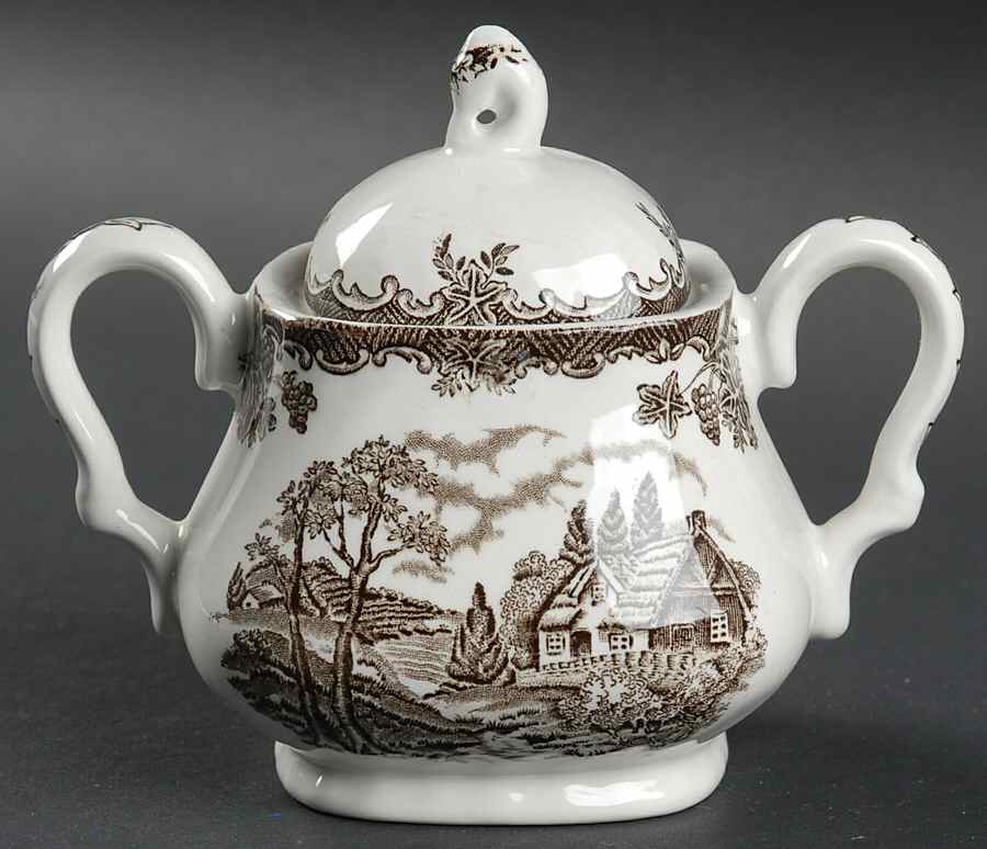 The Brook Brown Sugar Bowl & Lid by Myott Staffordshire-1