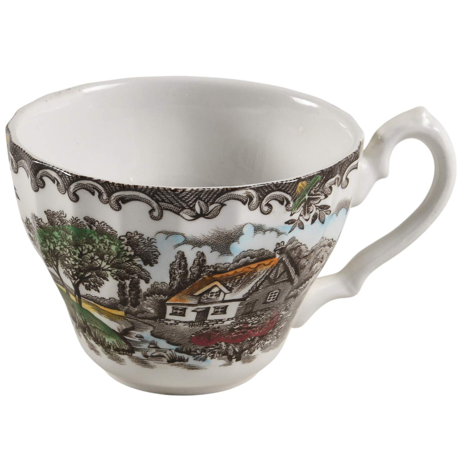 The Brook Brown Multicolor Flat Cup by Myott Staffordshire-1