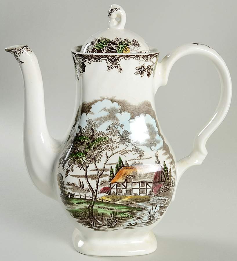 The Brook Brown Multicolor Coffee Pot & Lid by Myott Staffordshire-1