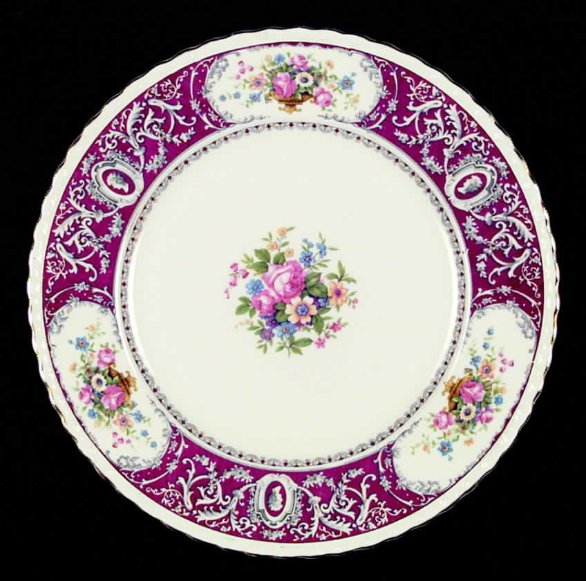 Canterbury Red Border (Floral Center) Dinner Plate by Myott Staffordshire-1