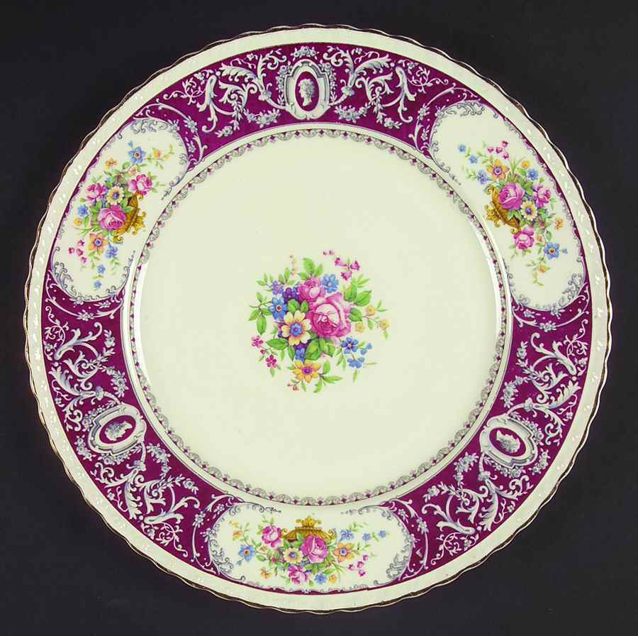 Canterbury Red Border (Floral Center) Dinner Plate by Myott Staffordshire-1