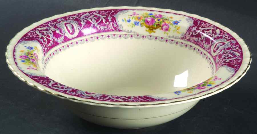 Canterbury Red Border (Floral Center) 9" Round Vegetable Bowl by Myott Staffordshire-1