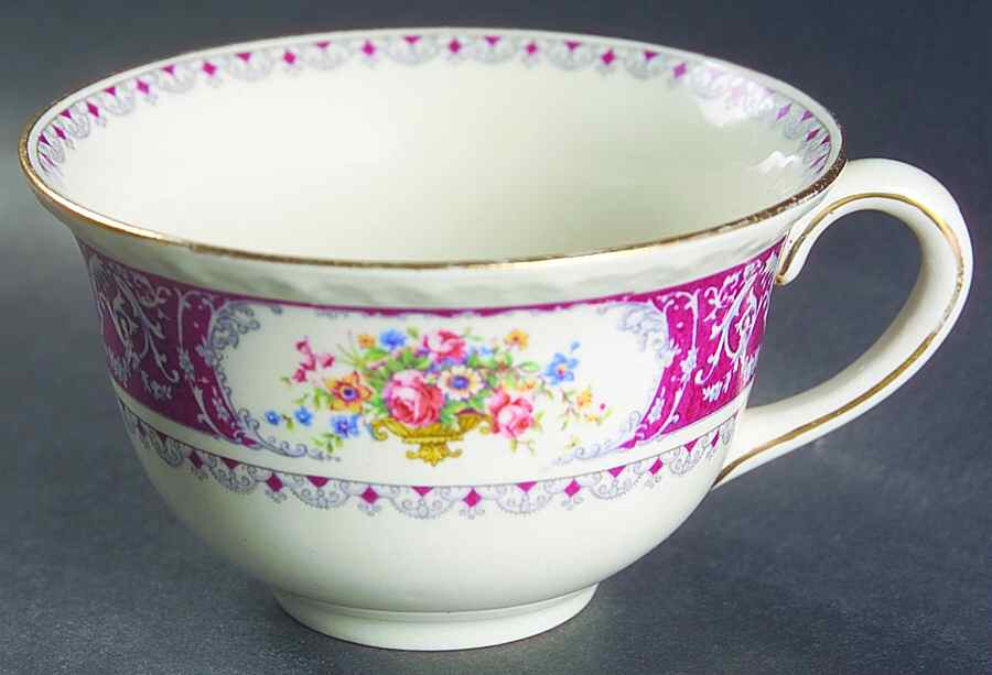 Canterbury Red Border (Floral Center) Flat Cup by Myott Staffordshire-1