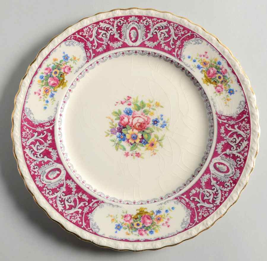Canterbury Red Border (Floral Center) Salad Plate by Myott Staffordshire-1