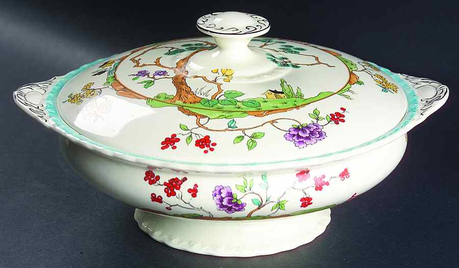 Canton Round Covered Vegetable by Myott Staffordshire-1