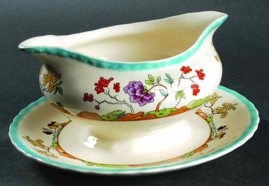 Canton Gravy Boat with Attached Underplate by Myott Staffordshire-1
