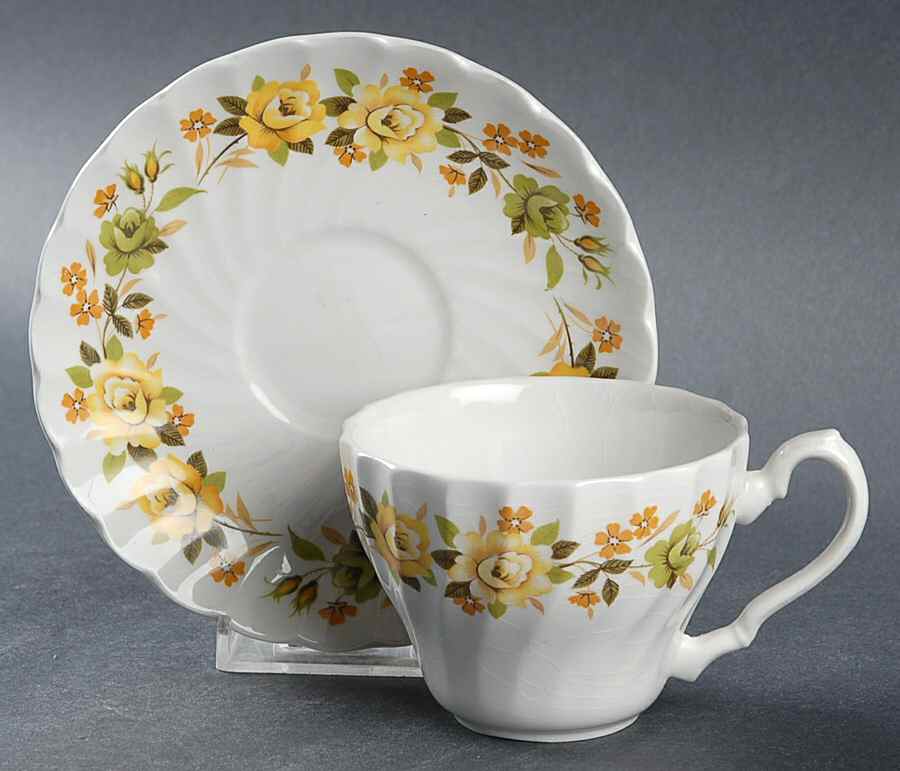 Chantilly Flat Cup & Saucer Set by Myott Staffordshire-1