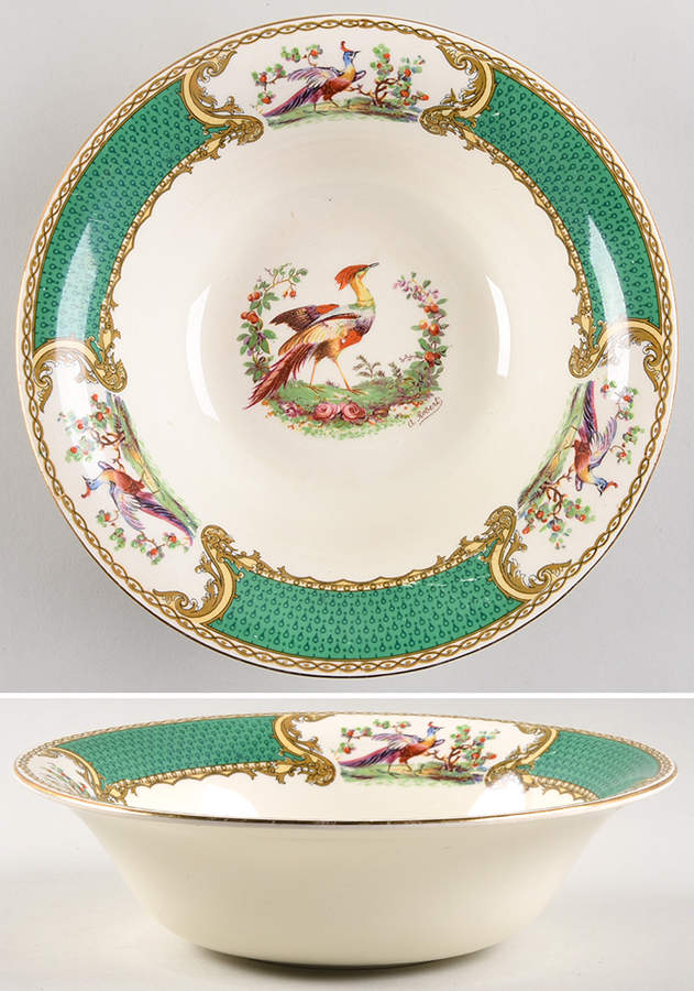Chelsea Bird Green (Enamel) 8" Round Vegetable Bowl by Myott Staffordshire-1