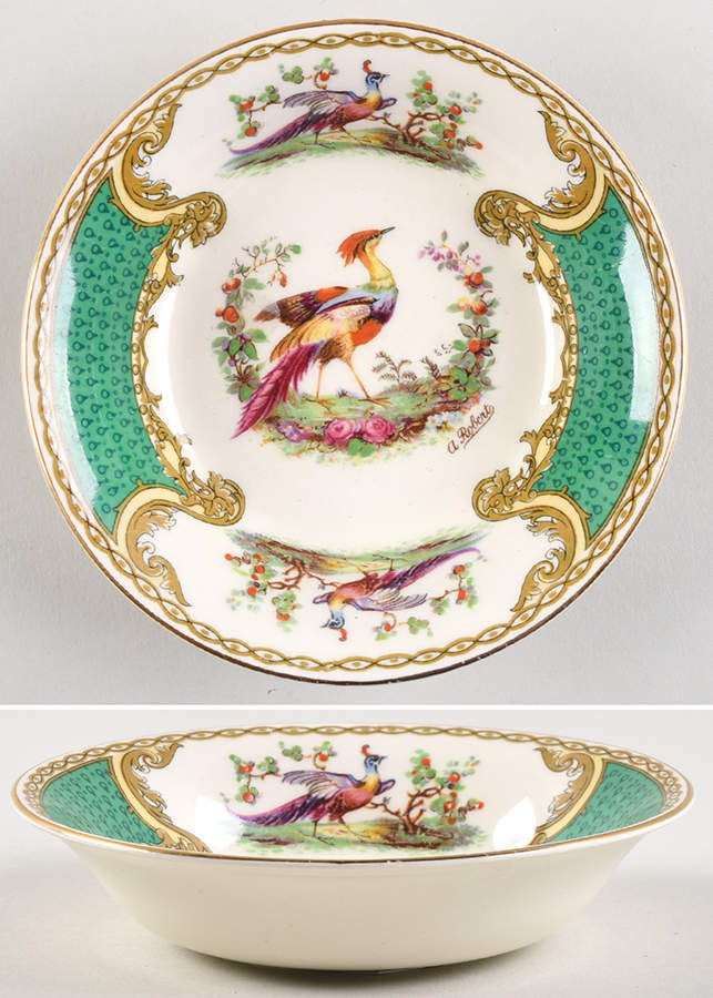 Chelsea Bird Green (Enamel) Fruit/Dessert (Sauce) Bowl by Myott Staffordshire-1