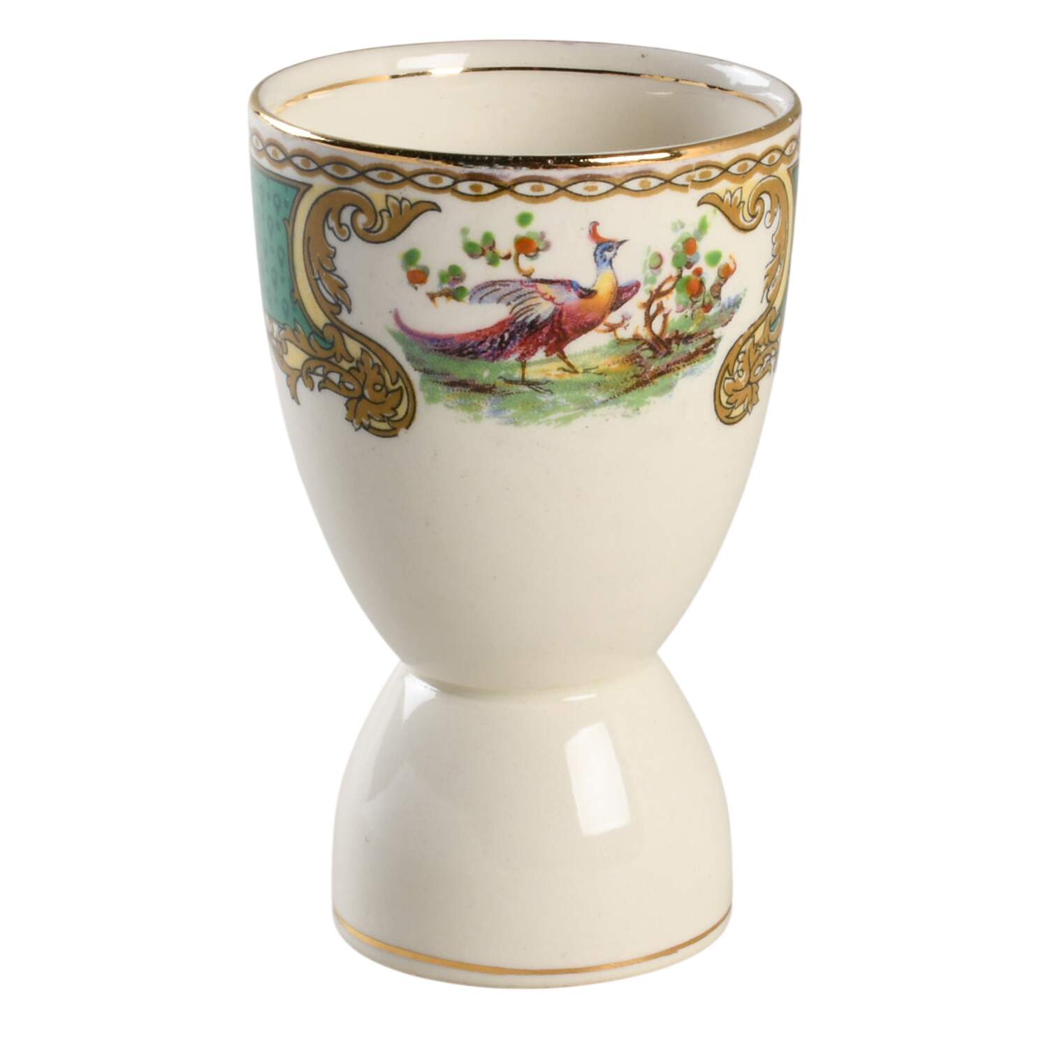 Chelsea Bird Green (Enamel) Double Egg Cup by Myott Staffordshire-1