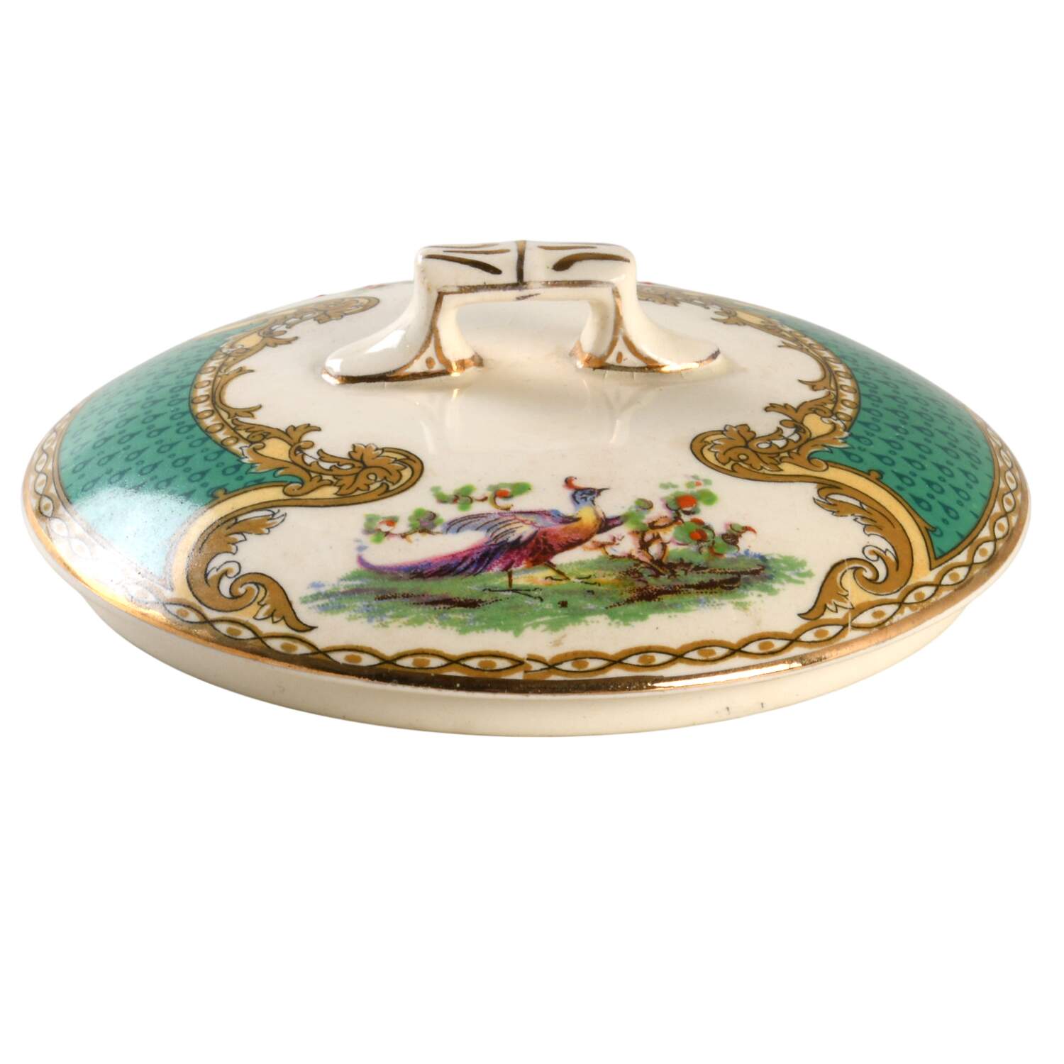 Chelsea Bird Green (Enamel) Lid for Sugar Bowl by Myott Staffordshire-1