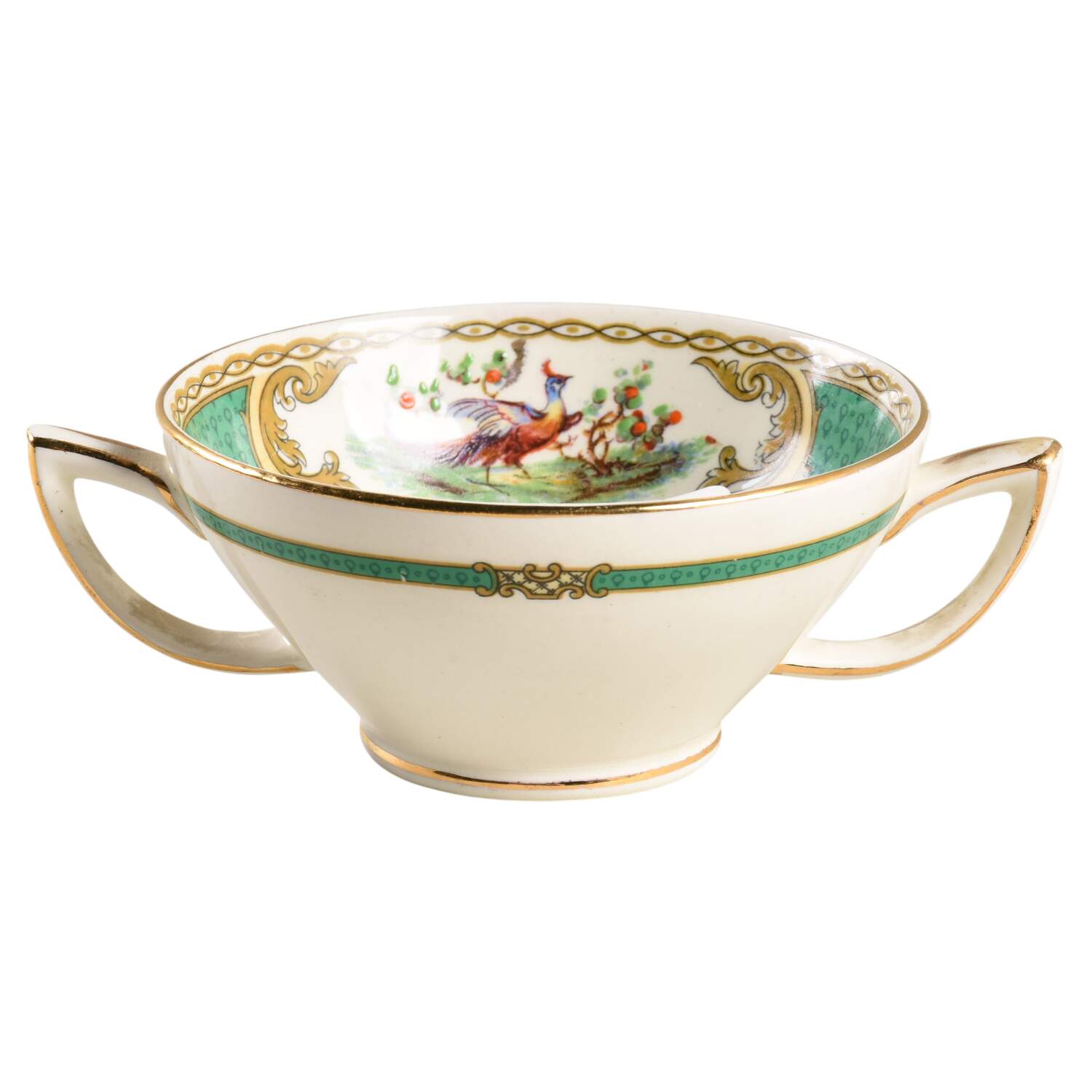 Chelsea Bird Green (Enamel) Bouillon Cup by Myott Staffordshire-1