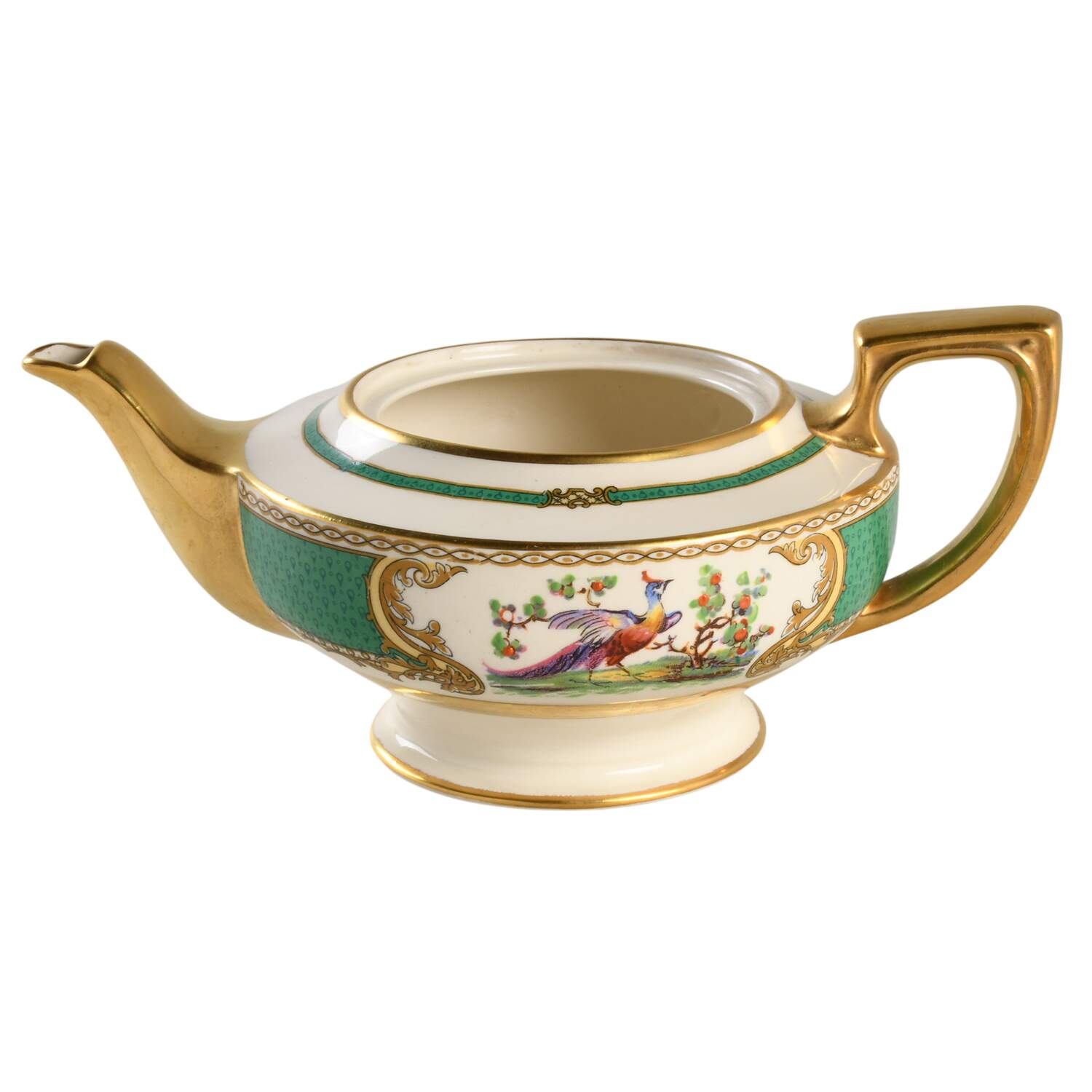 Chelsea Bird Green (Enamel) Mini Teapot No Lid by Myott Staffordshire-1