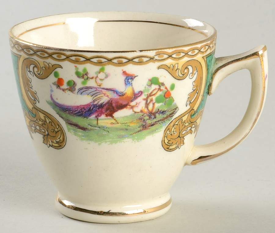Chelsea Bird Green (Enamel) Footed Demitasse Cup by Myott Staffordshire-1