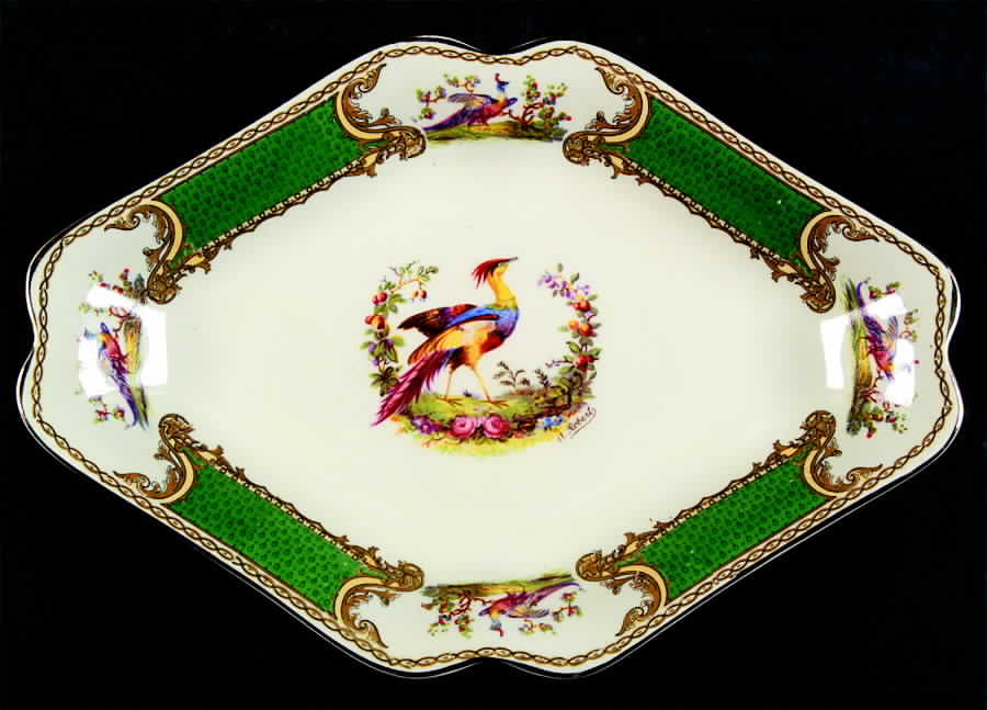 Chelsea Bird Green (Enamel) Relish by Myott Staffordshire-1