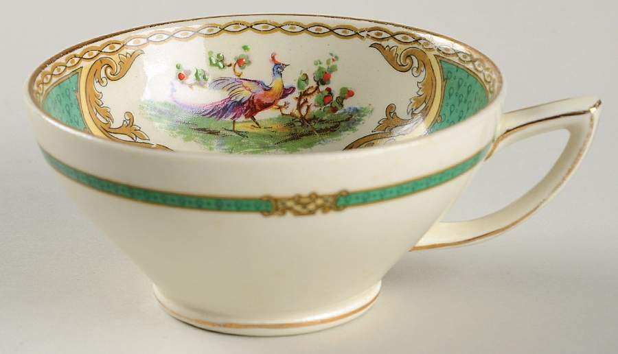 Chelsea Bird Green (Enamel) Footed Cup by Myott Staffordshire-1