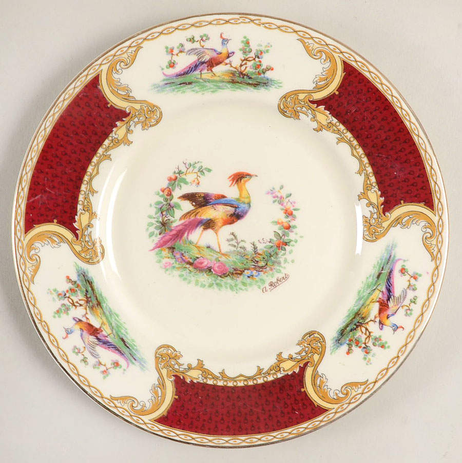 Chelsea Bird Red Dessert/Pie Plate by Myott Staffordshire-1