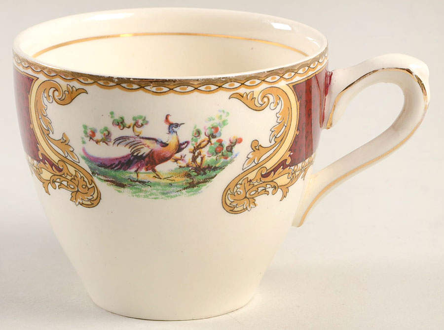 Chelsea Bird Red Flat Cup by Myott Staffordshire-1