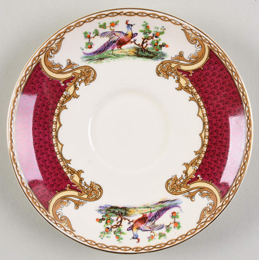 Chelsea Bird Red Saucer for Footed Cup by Myott Staffordshire-1