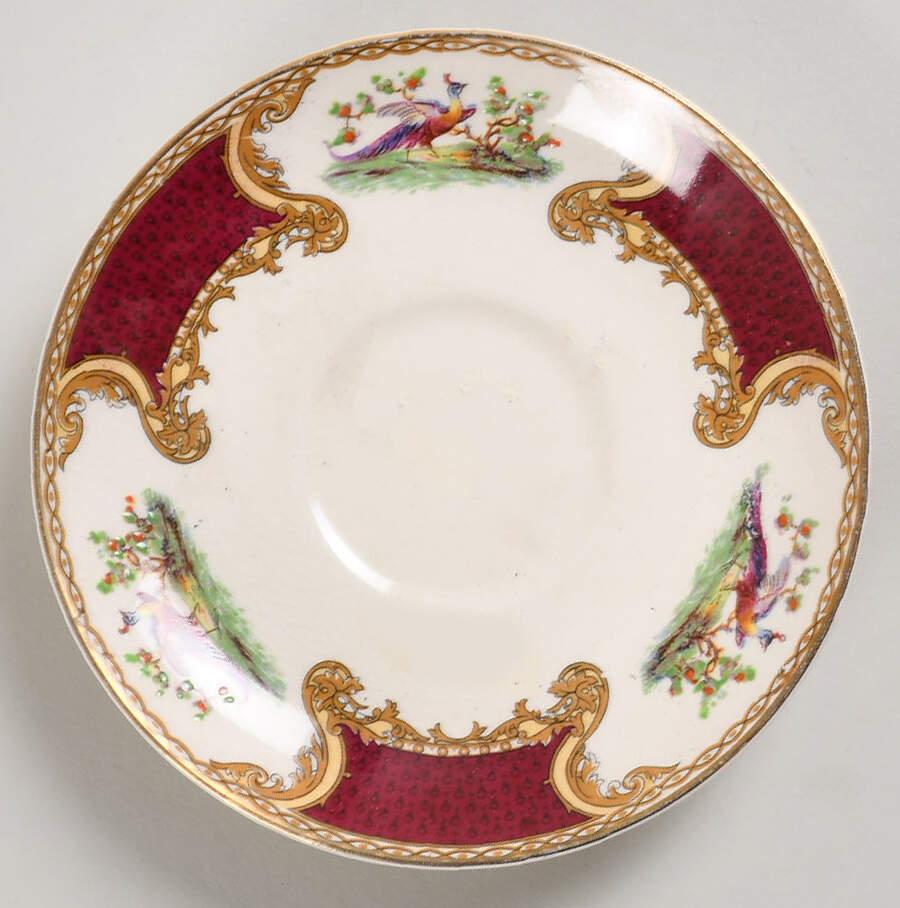 Chelsea Bird Red Saucer for Oversized Cup by Myott Staffordshire-1