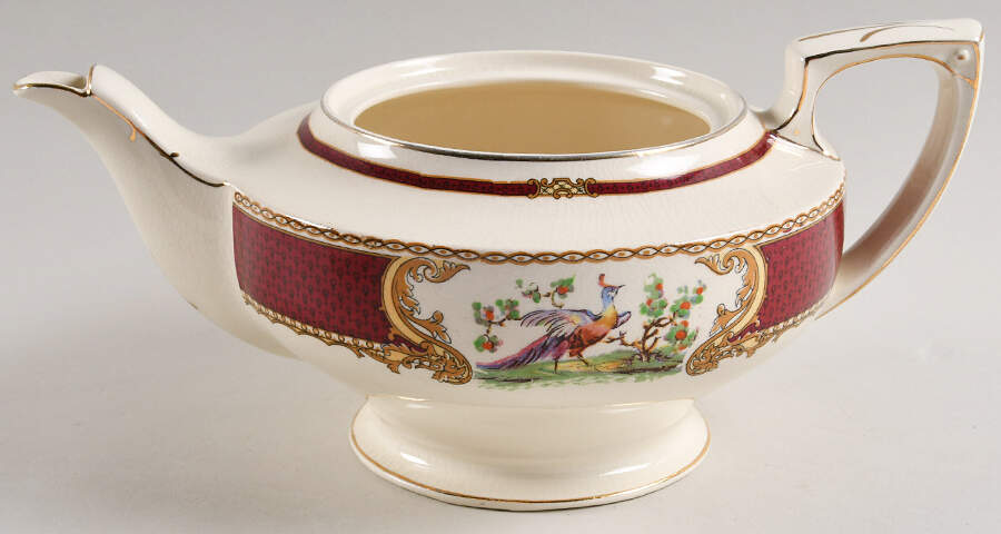 Chelsea Bird Red Teapot No Lid by Myott Staffordshire-1