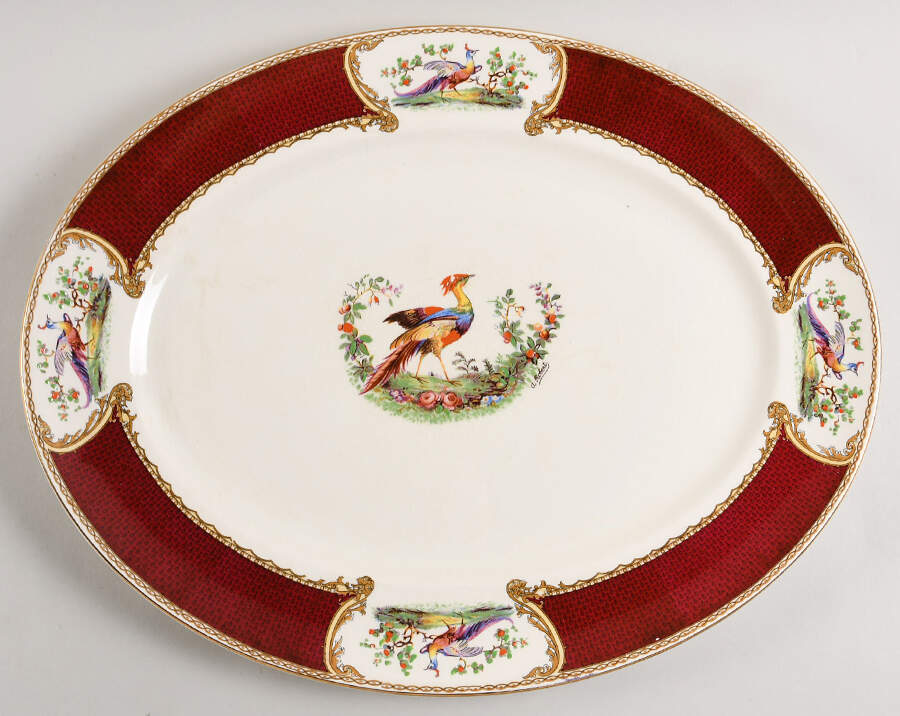 Chelsea Bird Red 18" Oval Serving Platter by Myott Staffordshire-1