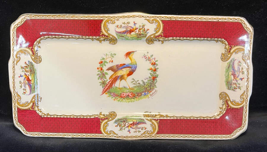 Chelsea Bird Red Large Sandwich Tray by Myott Staffordshire-1