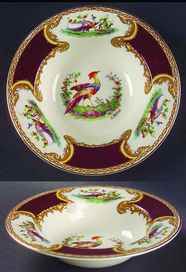 Chelsea Bird Red Rim Fruit/Dessert (Sauce) Bowl by Myott Staffordshire-1